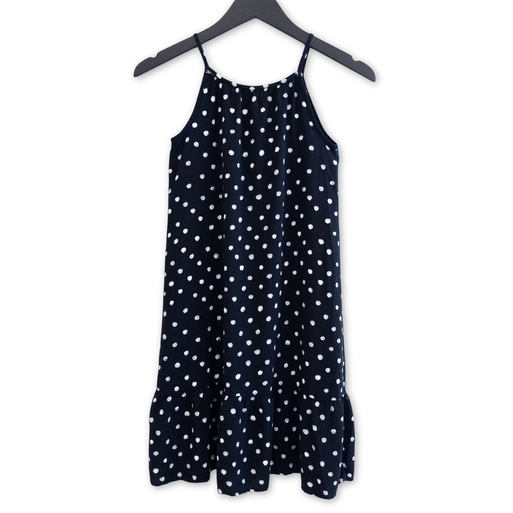 Peyton & Parker Dress Girl Size 8 Black Polka Dot Spaghetti Strap Midi Sundress